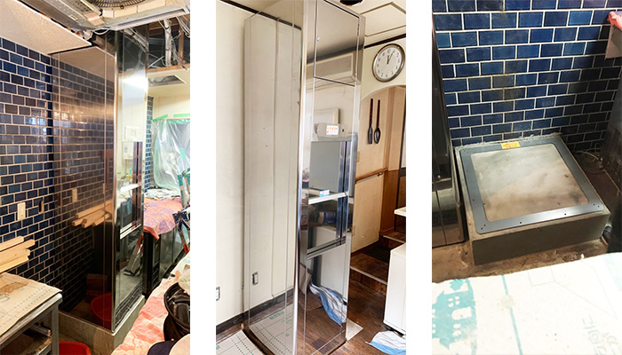 ダムウェーター(小荷物専用昇降機)を洋食料理店に設置|奈良県奈良市